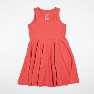 MIGHTLY Girls Organic Cotton Tank Dress Coral Pink Pockets XXL 14 Sustainable